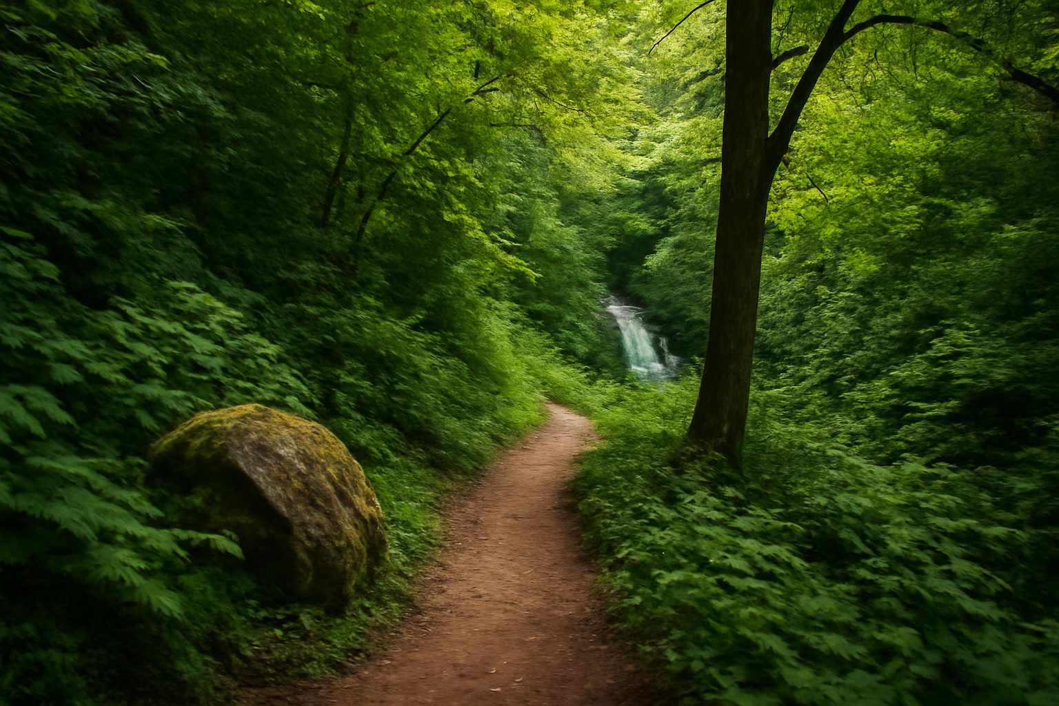 Sendero natural entre bosque cerca de Cómo convertir tu anuncio de Airbnb o Booking en una web profesional para recibir reservas directas
